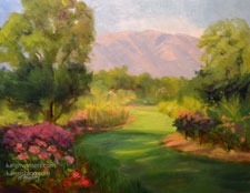 Descanso Gardens Rosarium oil painting