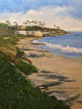 Windansea La Jolla Beach seascape Big Rock La Jolla oil painting plein air style