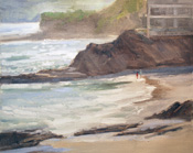 Divers Cove Laguna Beach Heisler Park Oil Painting on Plein Air Panel by Karen Winters