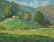 Fallbrook ranch cattle plein air oil painting
