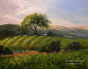 Vineyard Country Road Paso Robles oil painting with oak tree